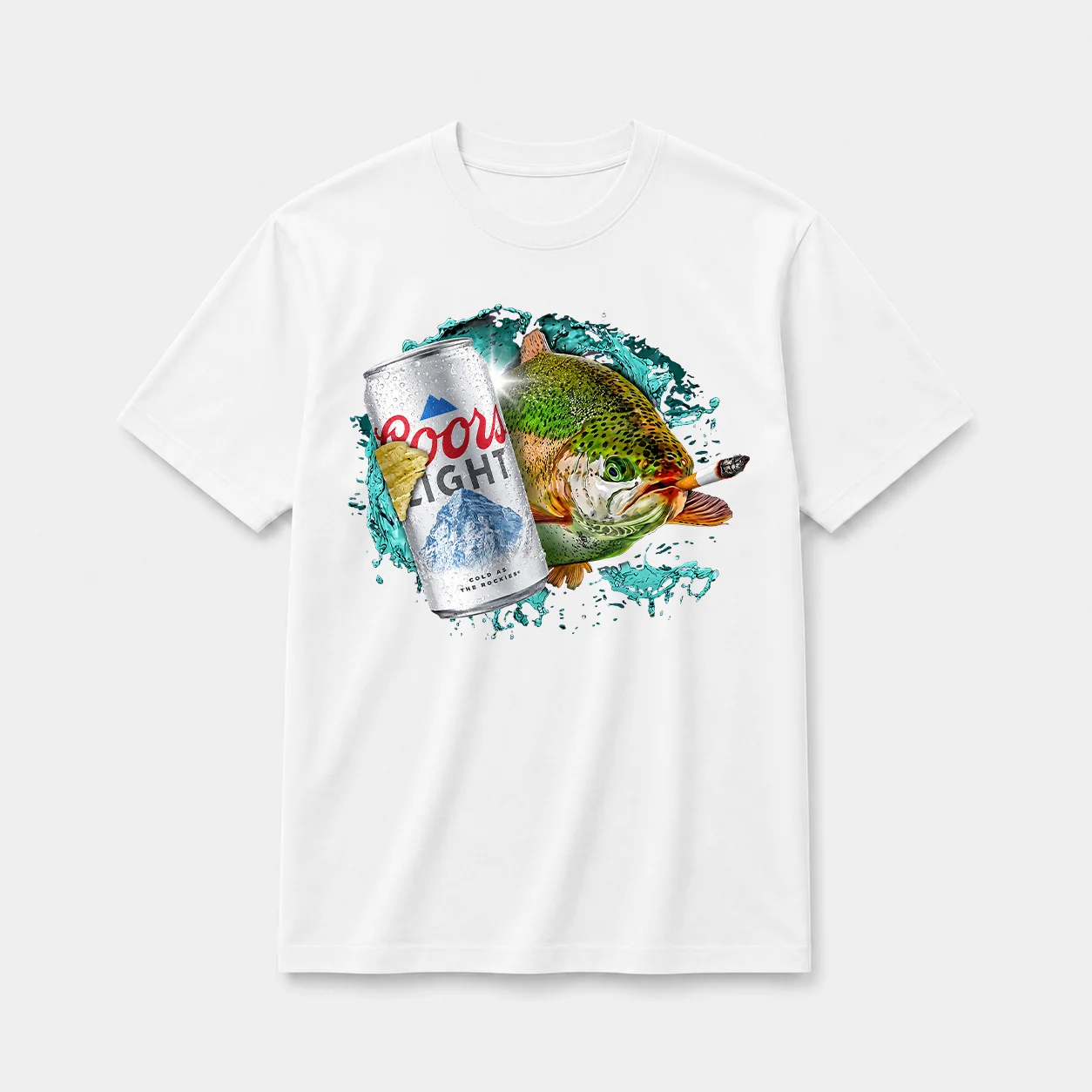 Cold one trout t shirt white