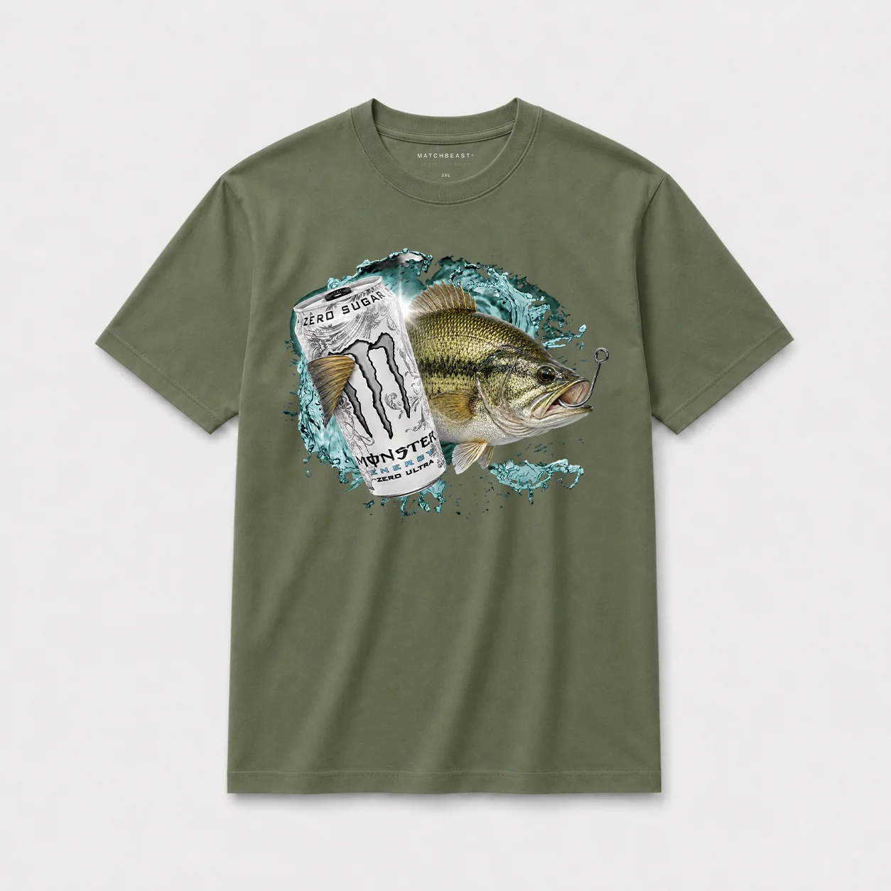 Zero sugar full send hooked bass t shirt gn