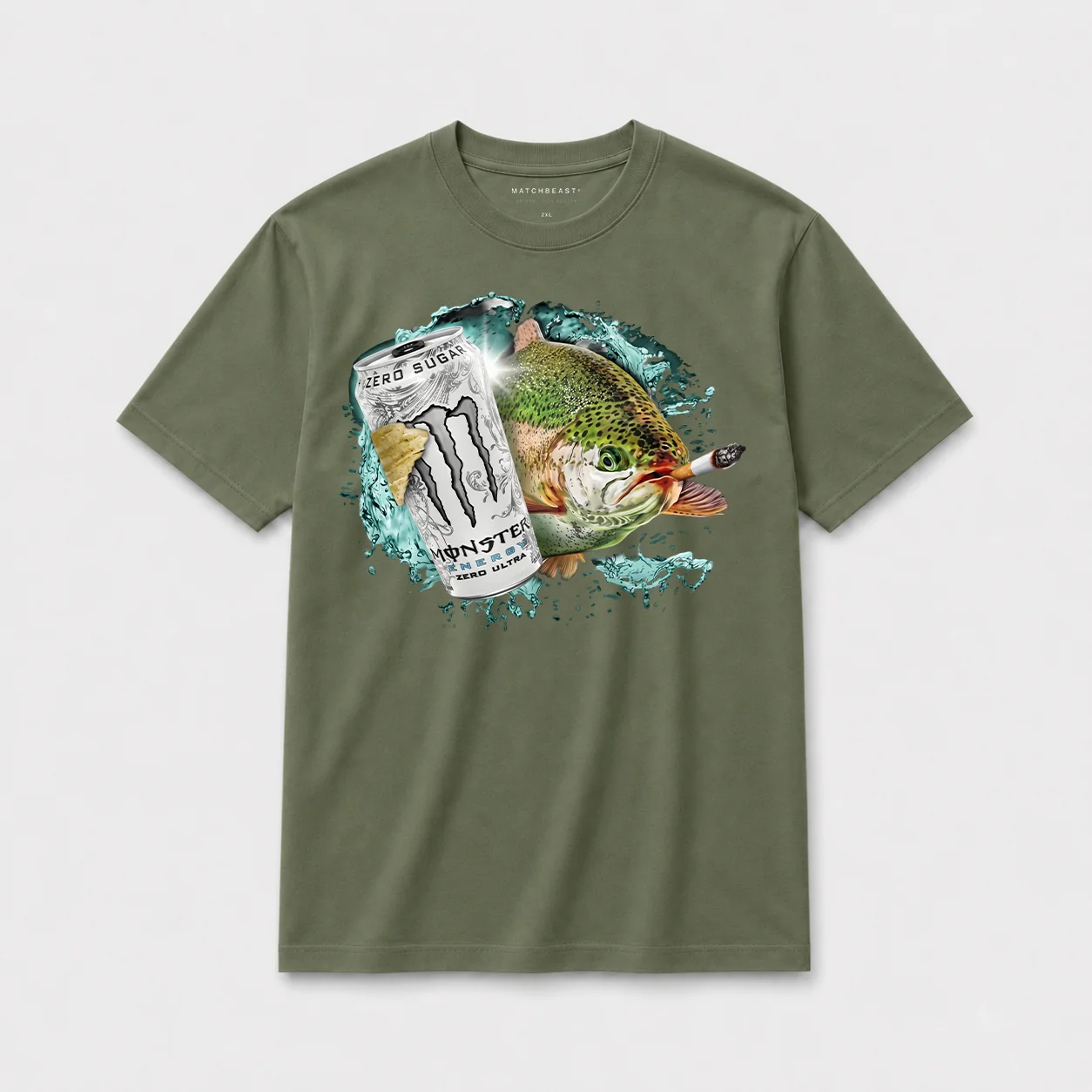 Zero sugar full send trout t shirt green