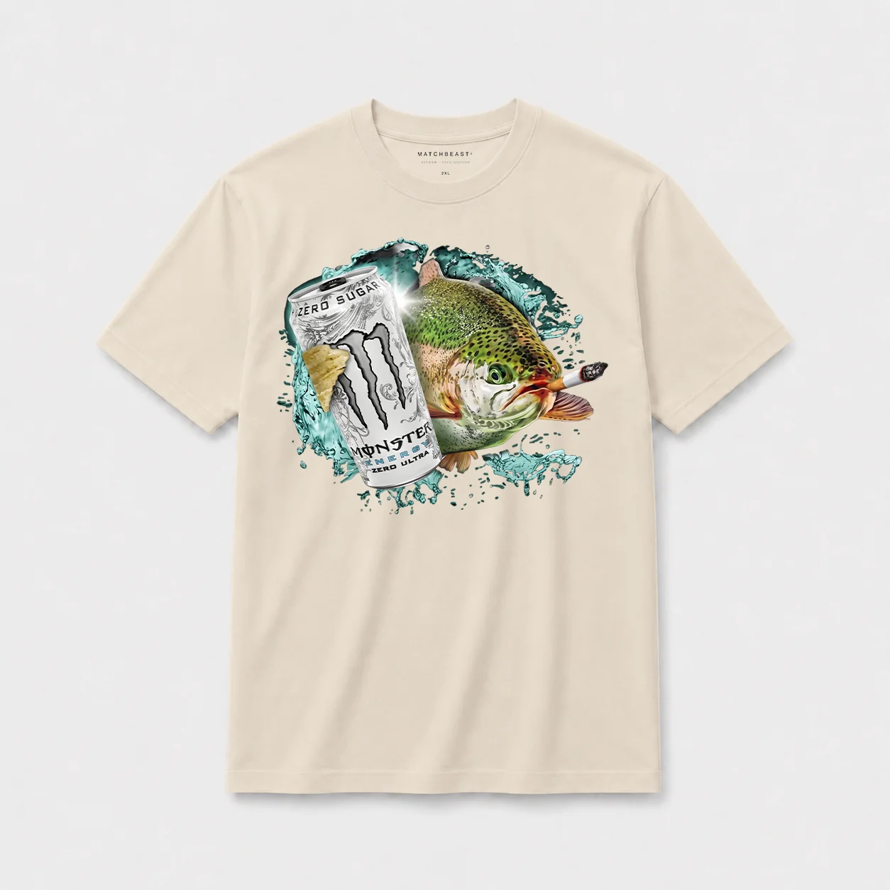 Zero sugar full send trout t shirt sand