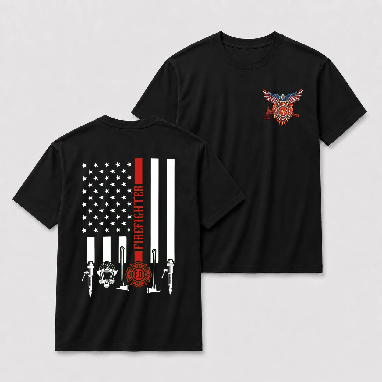 American flag firefighter oversize tee black20american20flag20firefighter20t shirt.webp