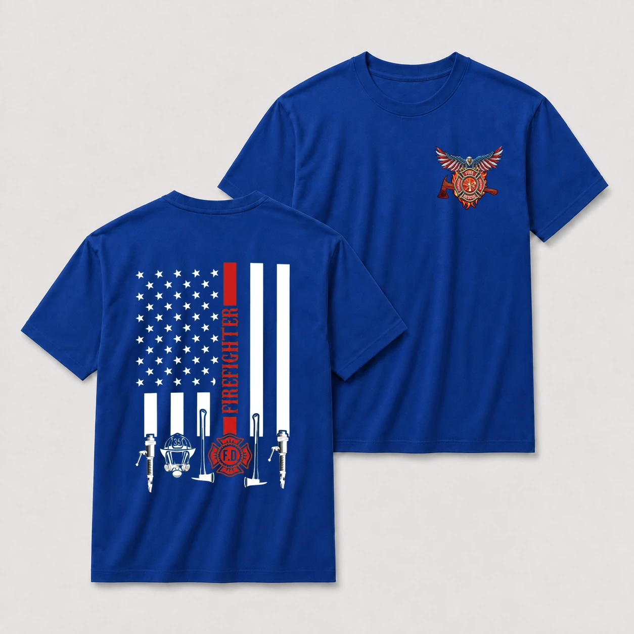 American flag firefighter oversize tee blue20american20flag20firefighter20t shirt.webp