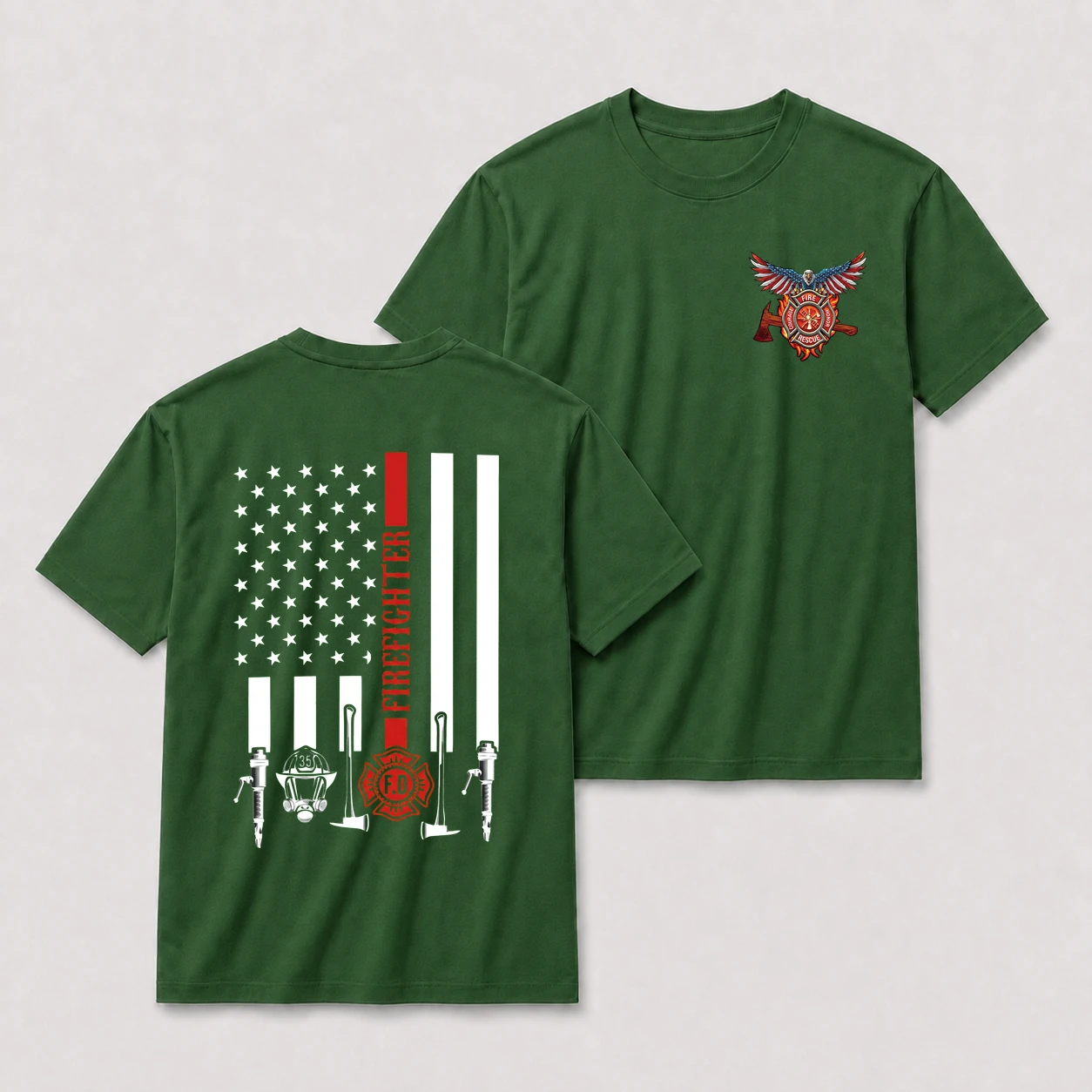 American flag firefighter oversize tee green20american20flag20firefighter20t shirt.webp