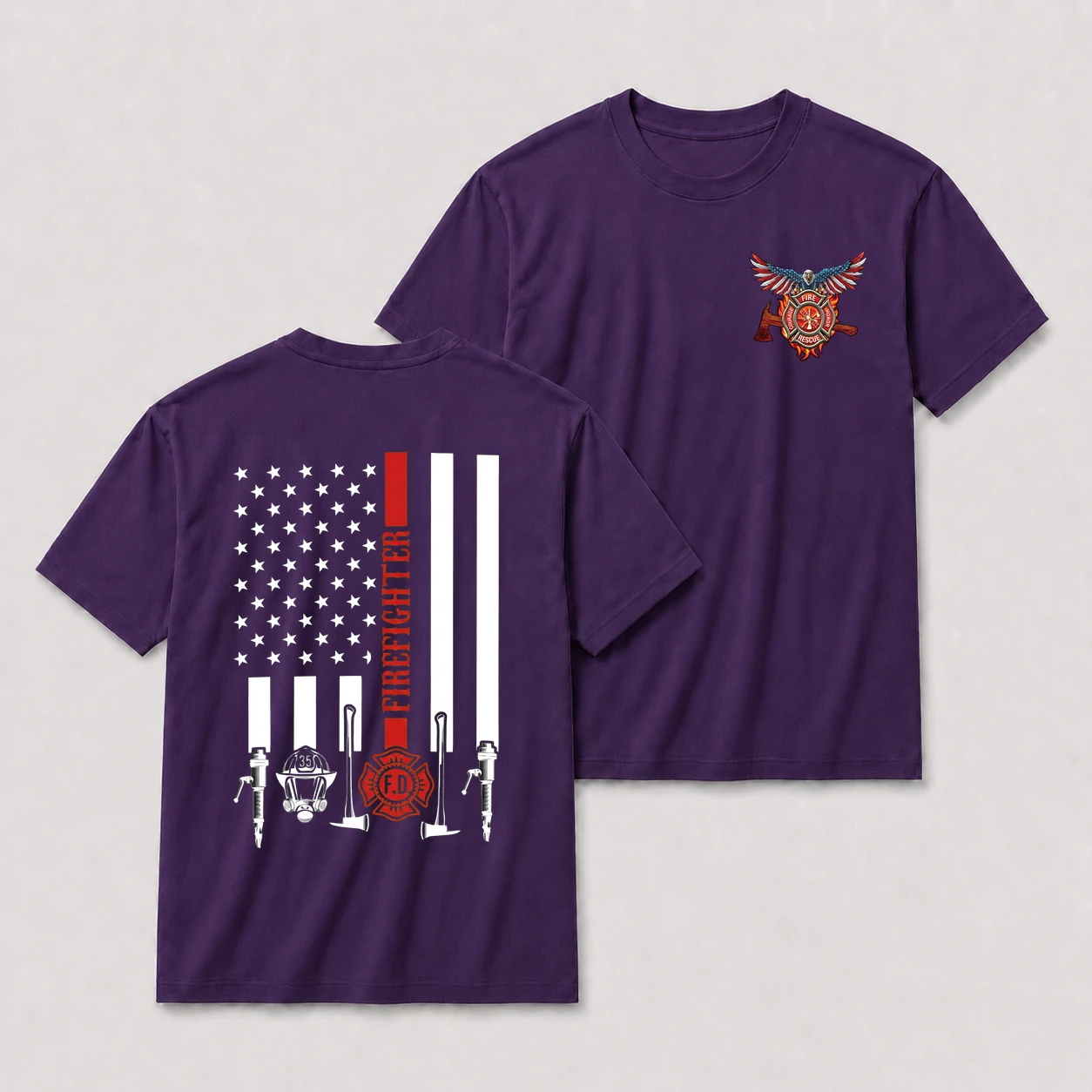 American flag firefighter oversize tee purple20american20flag20firefighter20t shirt.webp