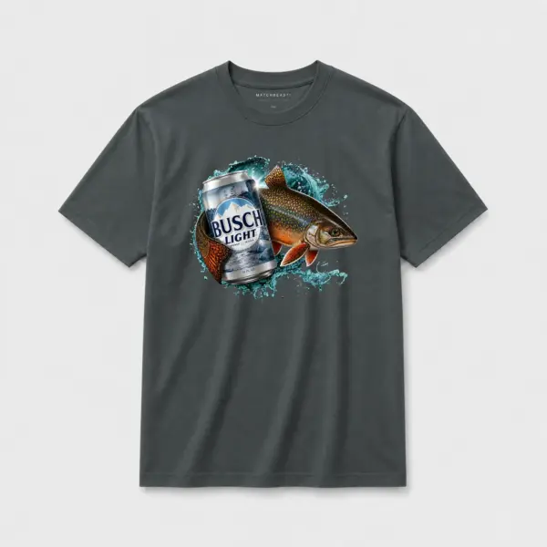 Brook trout busch light classic t shirt dark20gray20brook20trout20busch20light20classic.webp