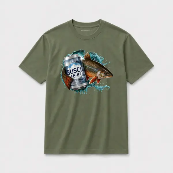 Brook trout busch light classic t shirt olive20green20brook20trout20busch20light20classic.webp