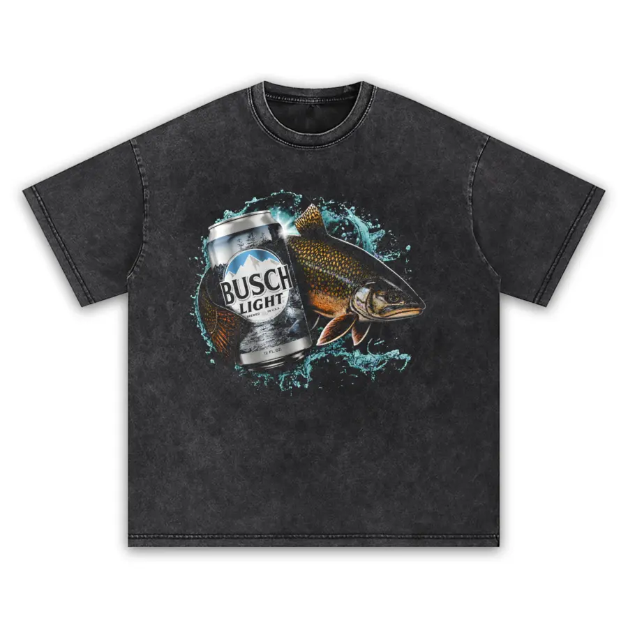 Brook trout busch light classic vintage t shirt washed20black20brook20trout20busch20light20classic20vintage.webp