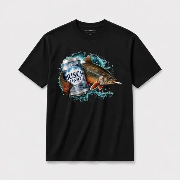 Brook trout busch light t shirt black brook trout busch light.webp