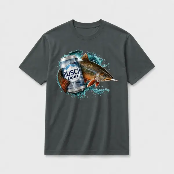 Brook trout busch light t shirt dark gray brook trout busch light.webp