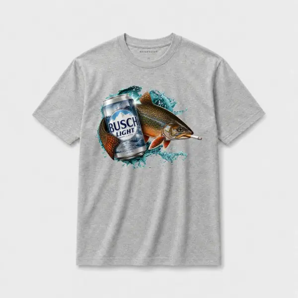 Brook trout busch light t shirt gray brook trout busch light.webp