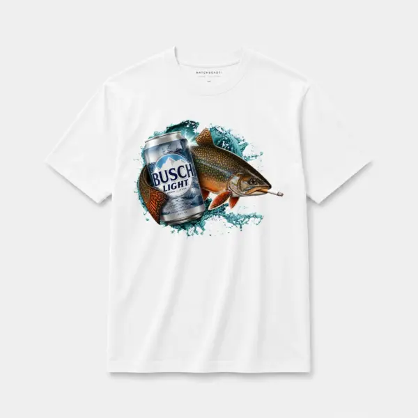 Brook trout busch light t shirt white brook trout busch light.webp