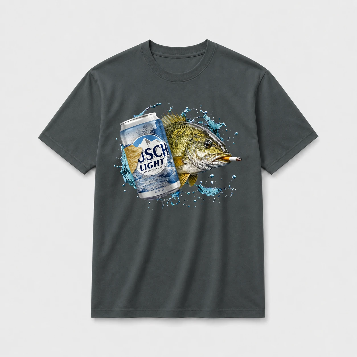 Busch light small mouth bass t shirt dark20gray20busch20light20small20mouth20bass.webp