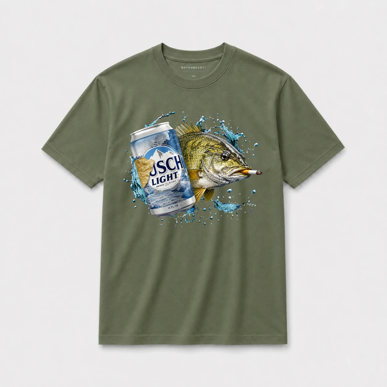 Busch light small mouth bass t shirt olive20green20busch20light20small20mouth20bass.webp