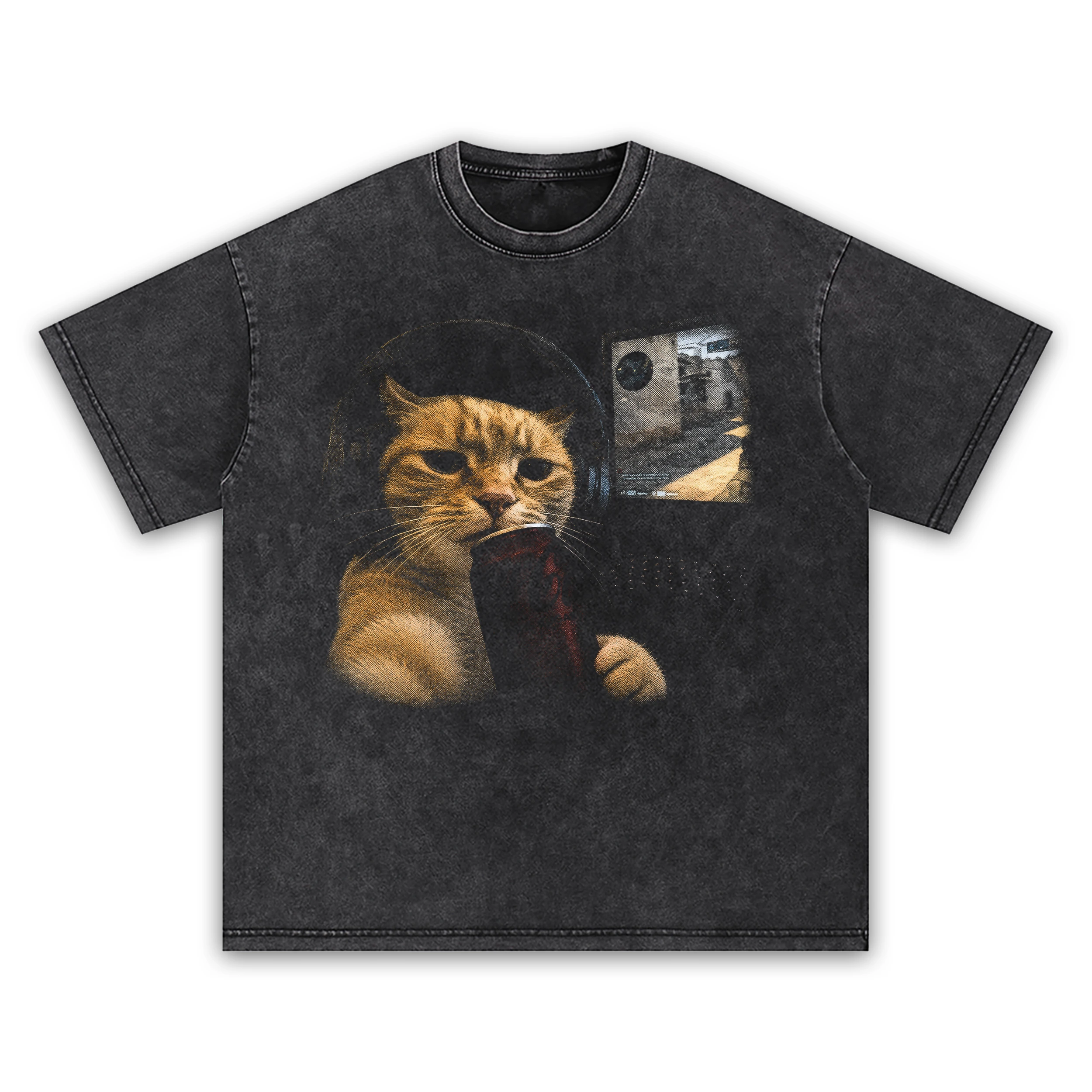 Classic cola gamer cat t shirt washed20black20classic20cola20gamer20cat20t shirt.webp