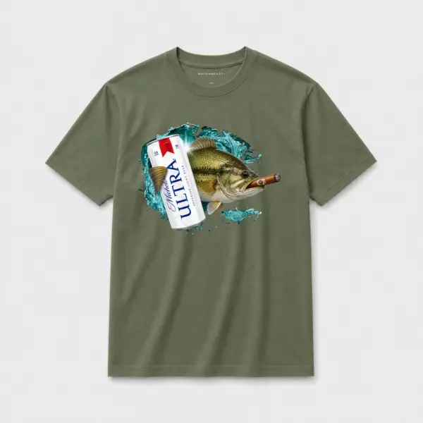 Cold one cigar bass oversize tee olive20green20cold20one20cigar20bass20t shirt.webp