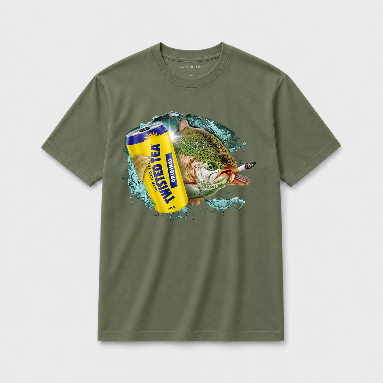Hard tea trout oversize tee olive20green20hard20tea20trout.webp