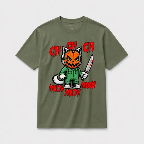 Jack o slasher cat t shirt olive20green20jack20o20slasher20cat.webp