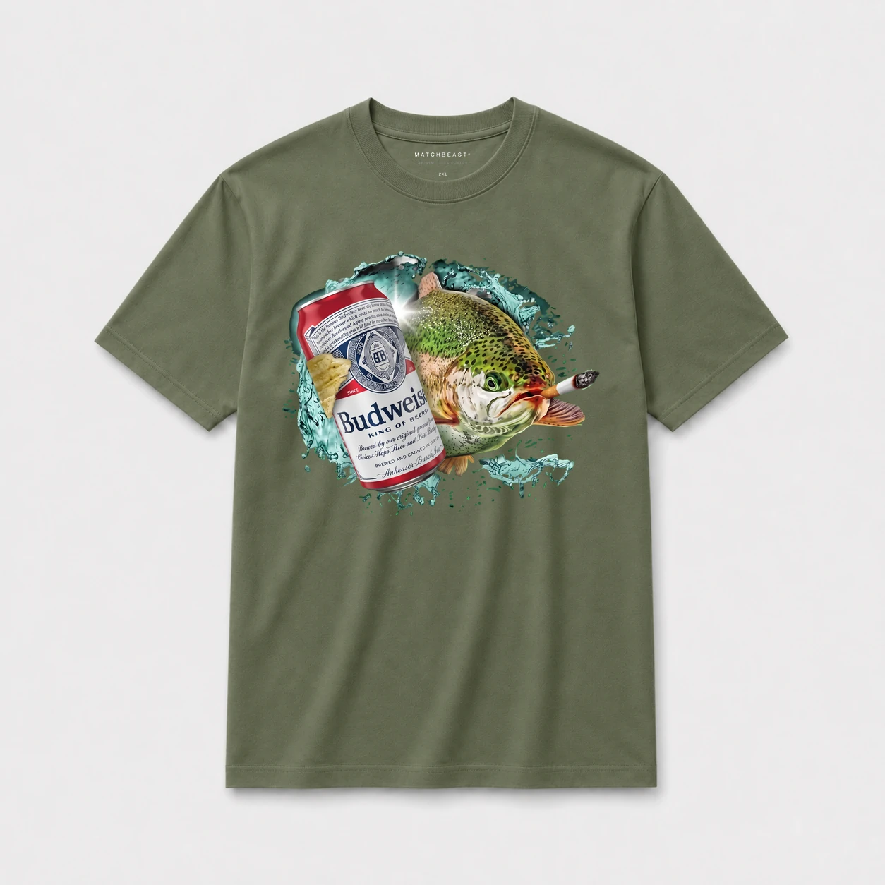 King lager trout smoke t shirt olive20green20king20lager20trout20smoke.webp