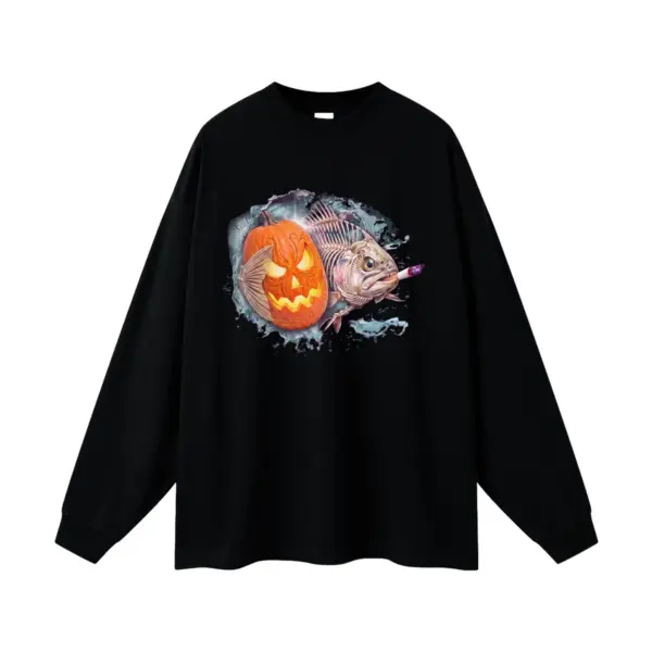 Pumpkin bones trout smoke premium long sleeve t shirt black 120pumpkin20bones20trout20smoke.webp