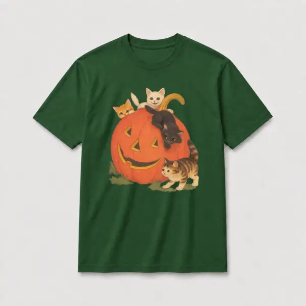 Pumpkin cat crew t shirt green20pumpkin20cat20crew.webp