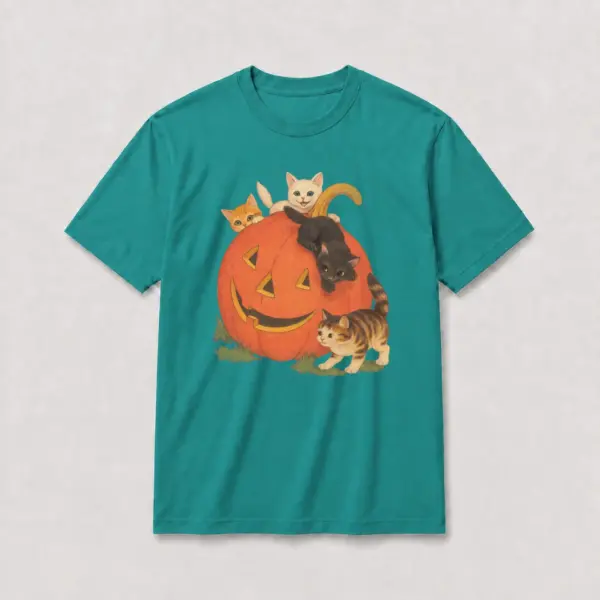 Pumpkin cat crew t shirt teal20pumpkin20cat20crew.webp