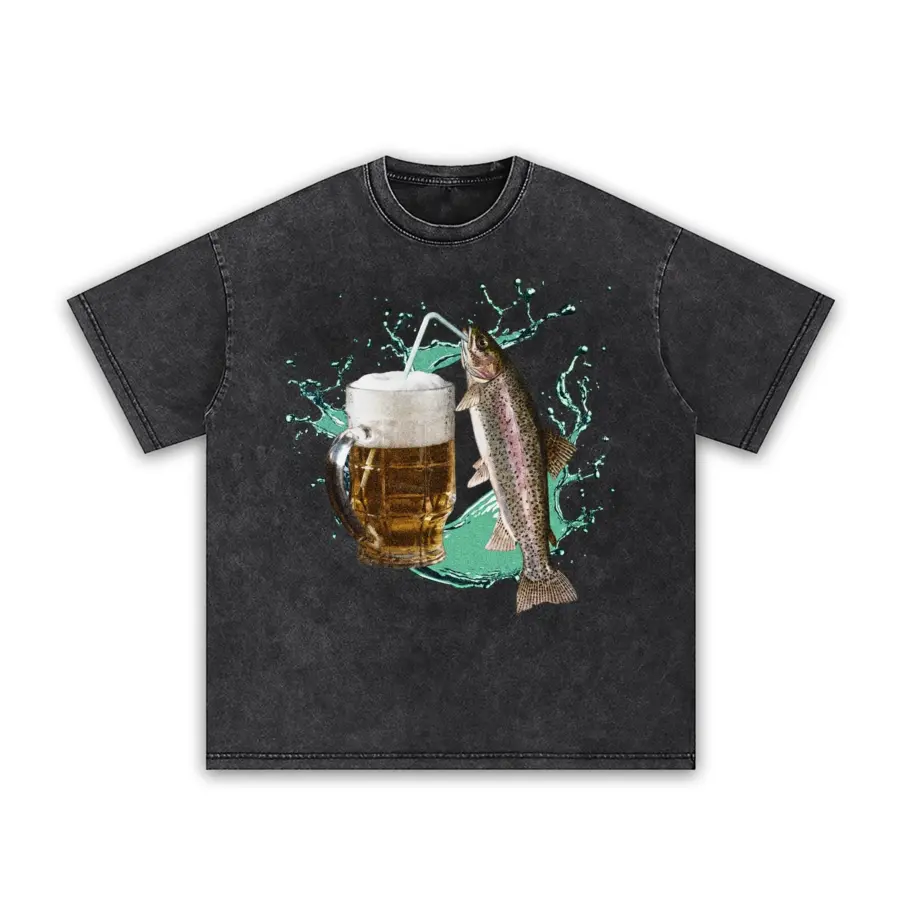 Trout beer 2 premium t shirt washed20black20trout beer 2.webp