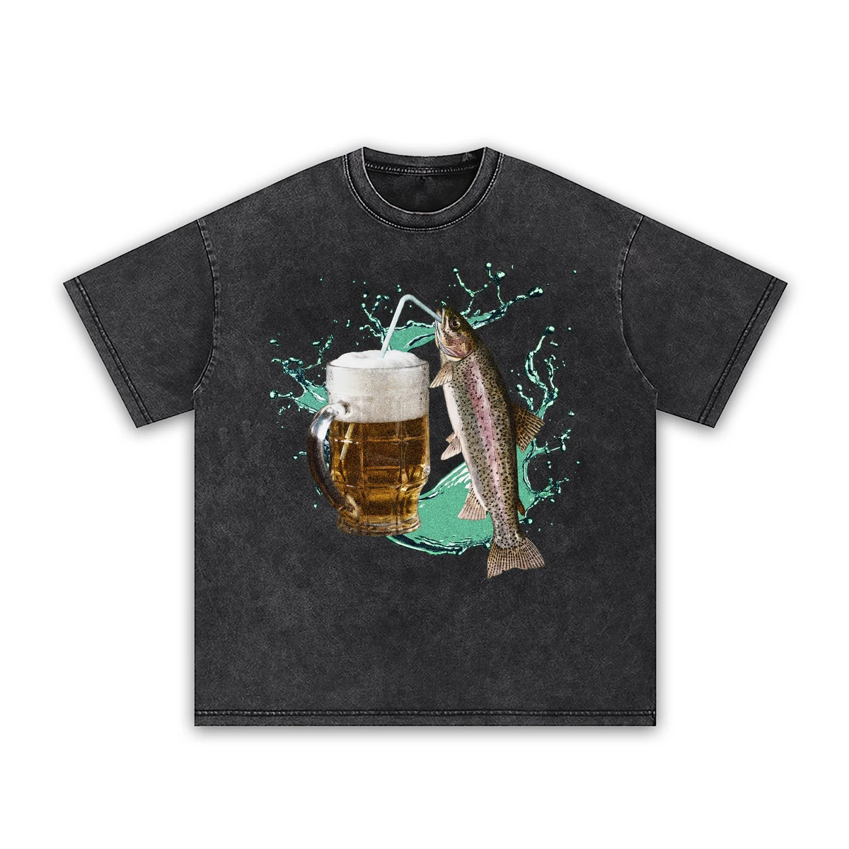 Trout beer 2 premium t shirt washed20black20trout beer 2.webp