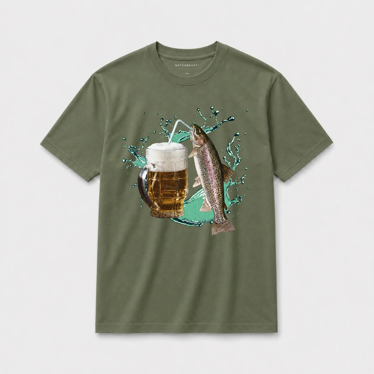 Trout beer 2 t shirt olive20green20trout beer 2.webp