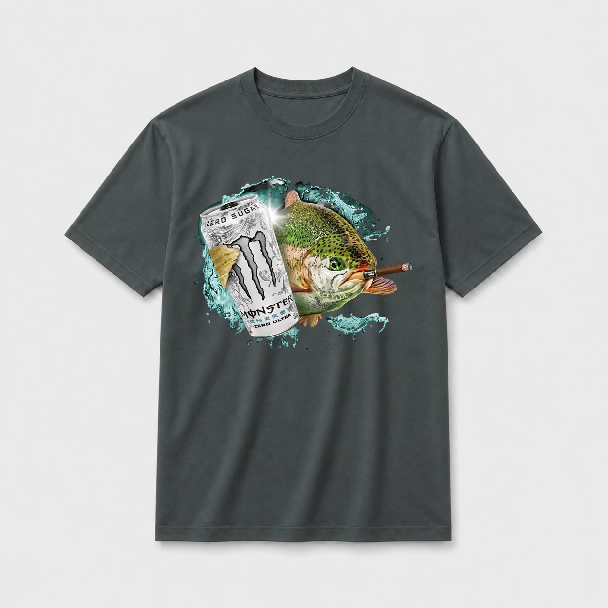 Zero sugar black and mild trout oversize tee dark20gray20zero20sugar20black20and20mild20trout.webp