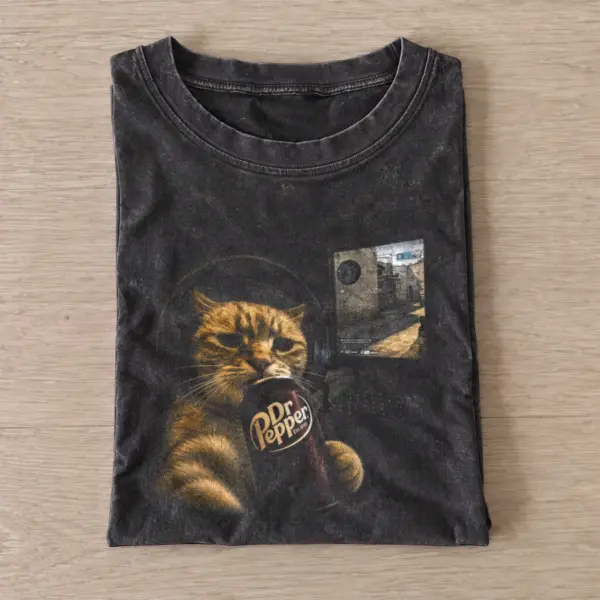 23 Flavor Gamer Cat Vintage Graphic T-Shirt — graphic design