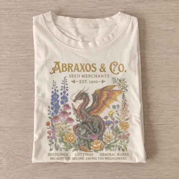 Abraxos co. wyvern seed merchants t shirt sand20wyvern seed merchants.webp