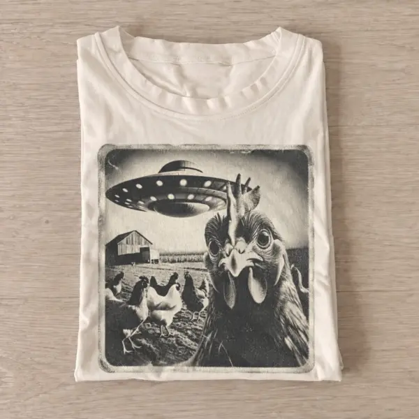 Alien chicken encounter t shirt sand20alien chicken encounter.webp