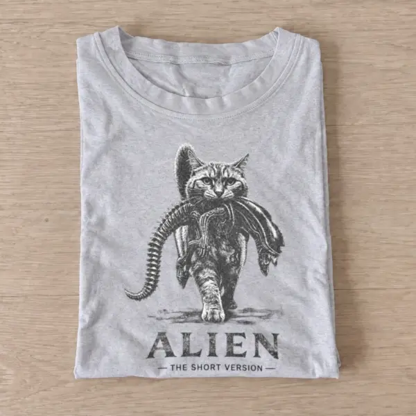 Alien the short version kitten t shirt gray20space monster kitten.webp