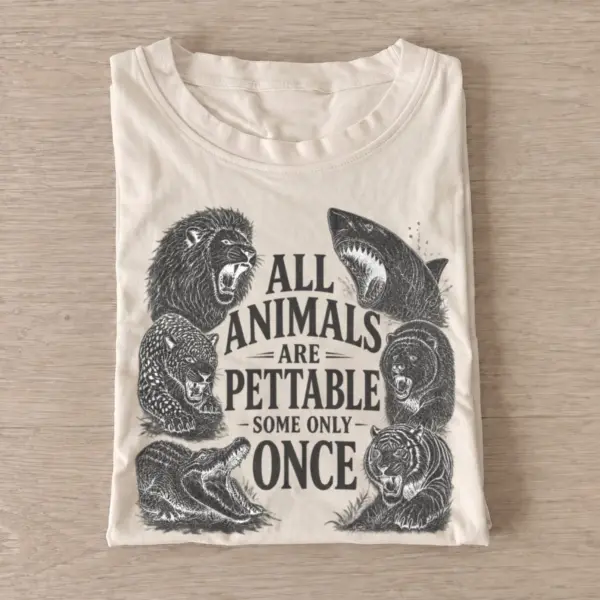 All animals are pettable predator circle t shirt sand20pettable predator circle.webp