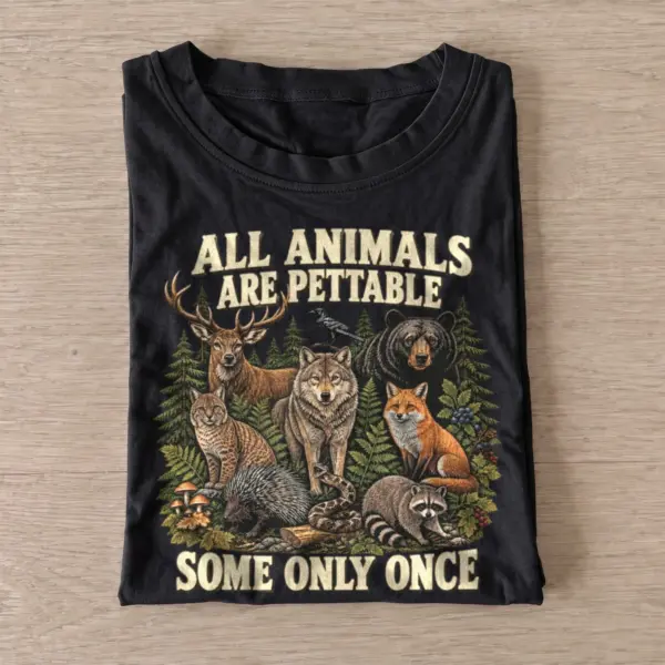 All animals are pettable woodland animals t shirt black20pettable woodland pack.webp