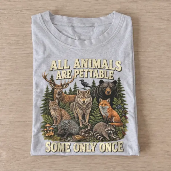 All animals are pettable woodland animals t shirt gray20pettable woodland pack.webp