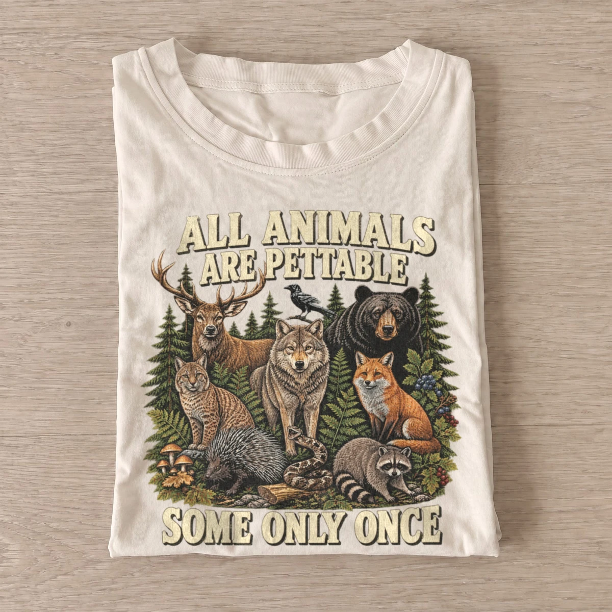 All animals are pettable woodland animals t shirt sand20pettable woodland pack.webp