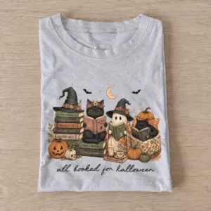 All booked for halloween t shirt gray20booked for halloween.webp