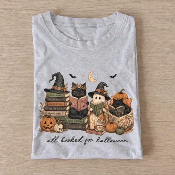 All booked for halloween t shirt gray20booked for halloween.webp
