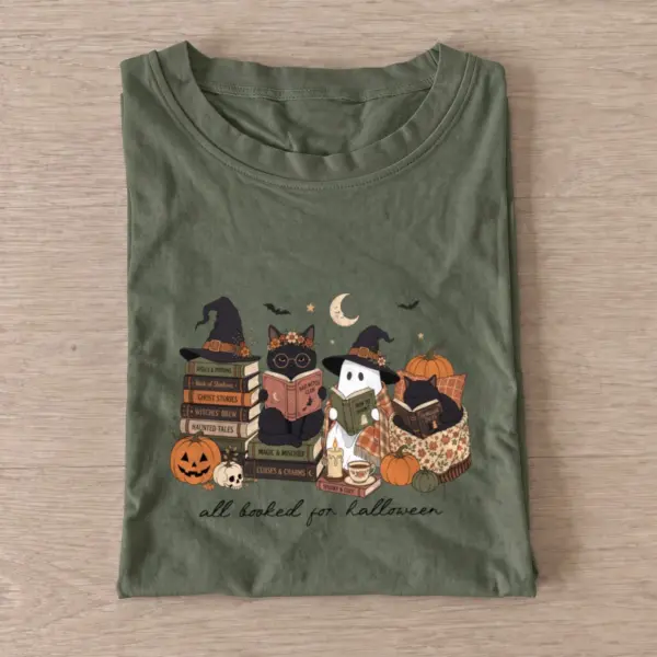 All booked for halloween t shirt olive20all booked for halloween.webp