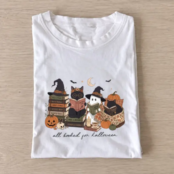 All booked for halloween t shirt white20all booked for halloween.webp