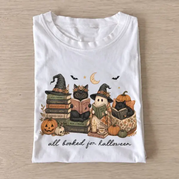 All booked for halloween t shirt white20booked for halloween.webp