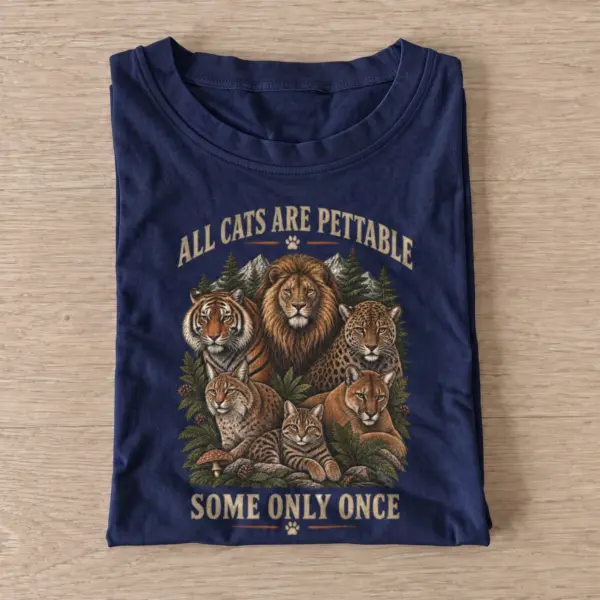 All cats are pettable some only once t shirt navy20pettable big cats.webp