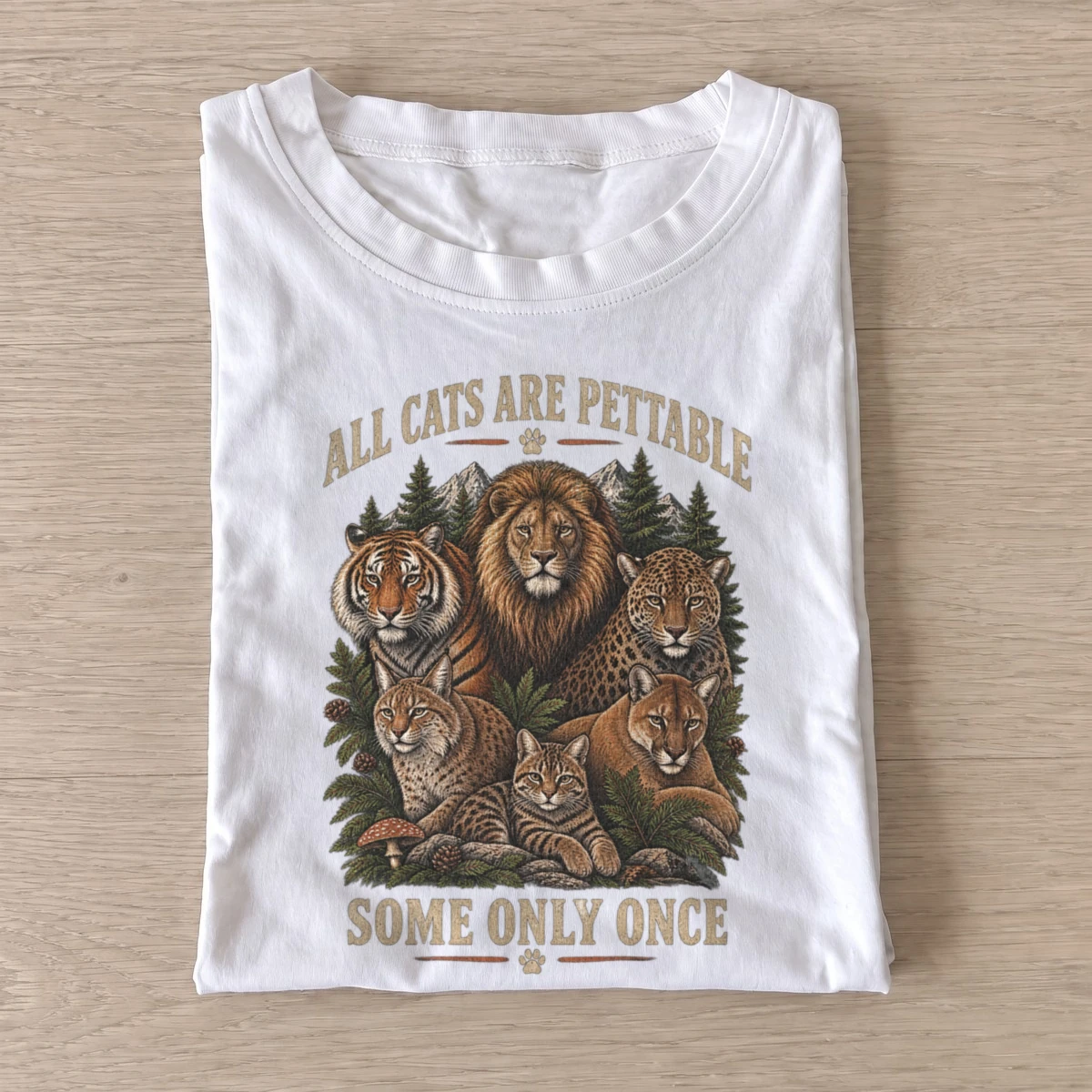 All cats are pettable some only once t shirt white20pettable big cats.webp
