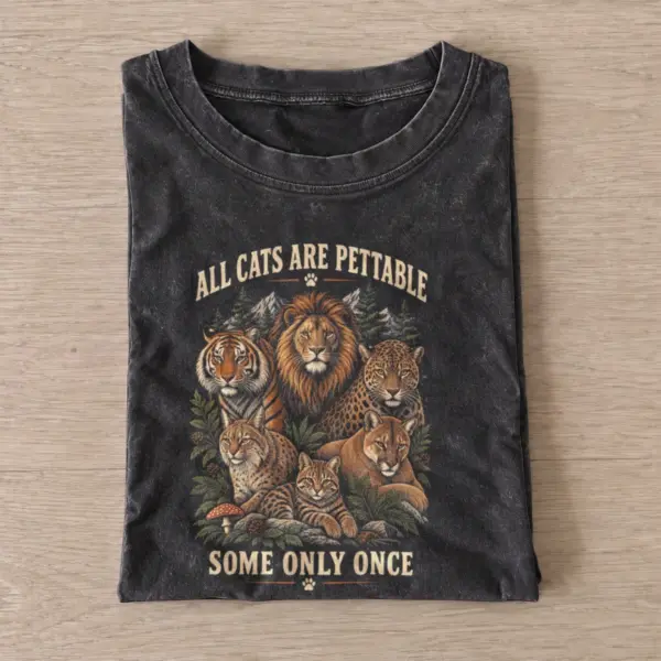All cats are pettable vintage t shirt washed20black20all cats are pettable.webp