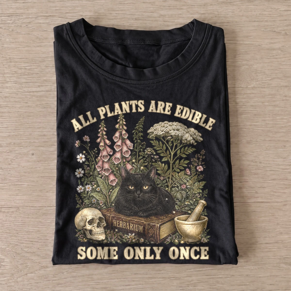 All plants are edible herbarium black cat t shirt black20herbarium black cat.webp