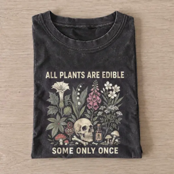 All plants are edible vintage t shirt washed20black20all plants are edible.webp