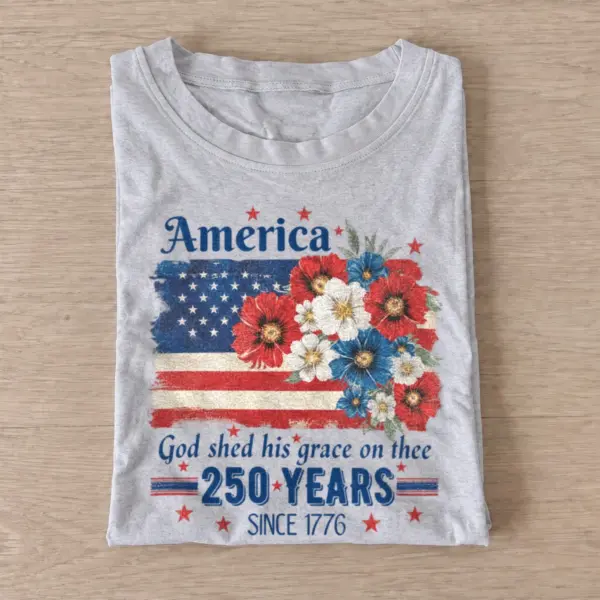 America 250th anniversary floral flag t shirt gray20america anniversary flowers.webp