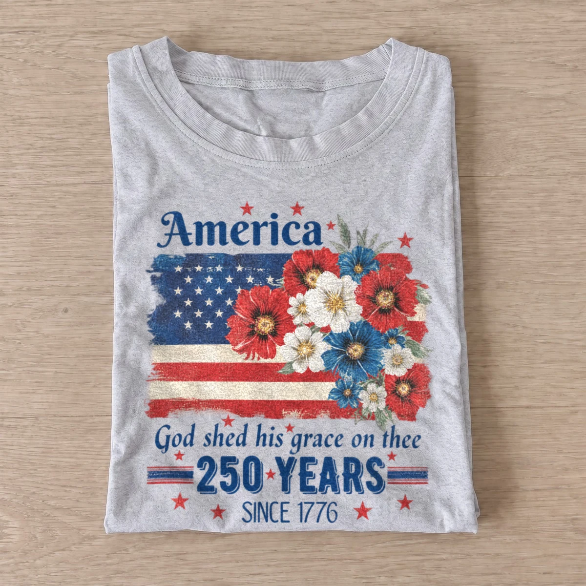 America 250th anniversary floral flag t shirt gray20america anniversary flowers.webp