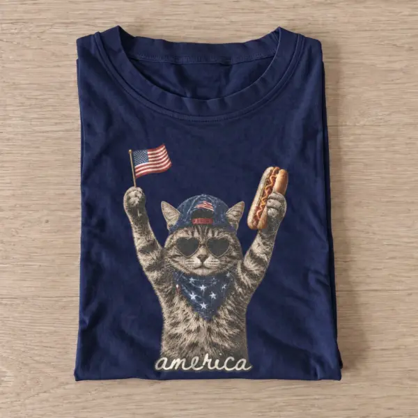 America hotdog cat graphic t shirt navy20america hotdog cat.webp